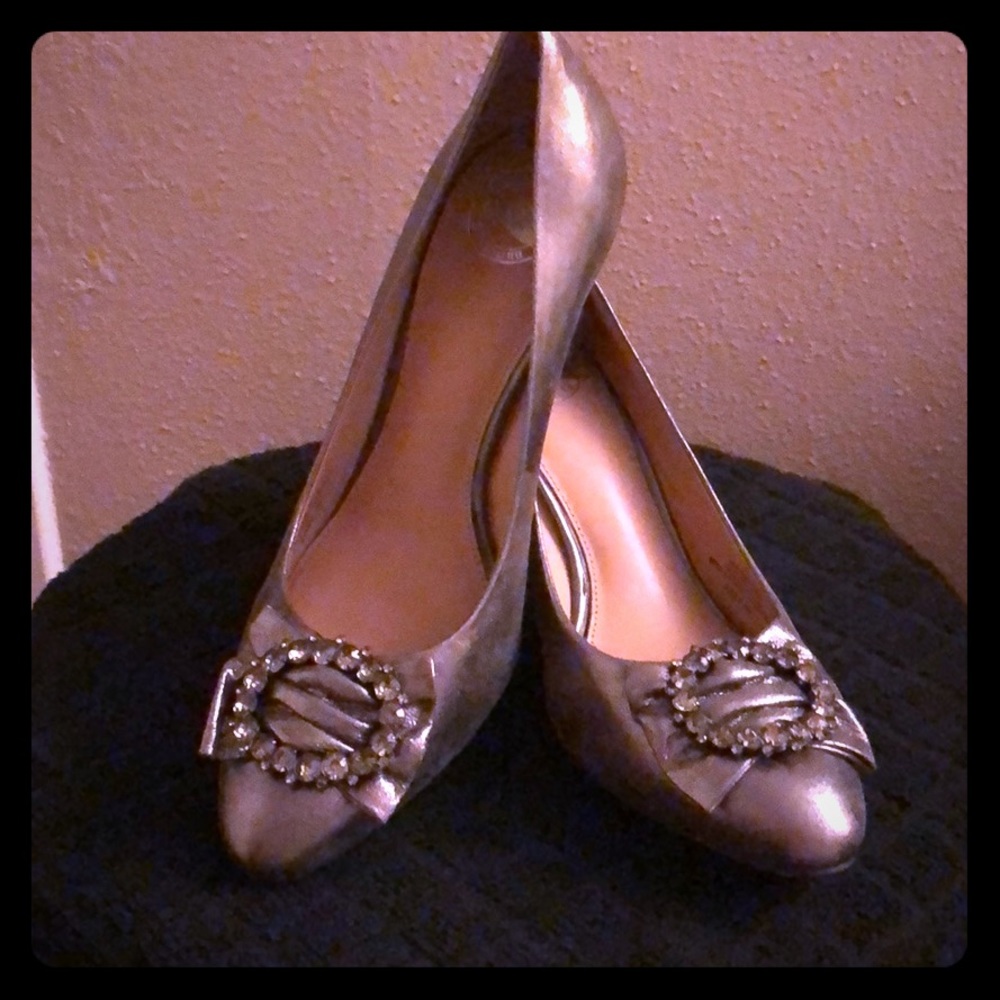 Nurture silver embellished shoes